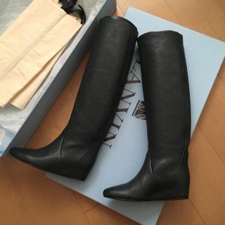 ランバン(LANVIN)のほぼ新品 LANVIN ランバン ウェッジソール ロング ブーツ(ブーツ)