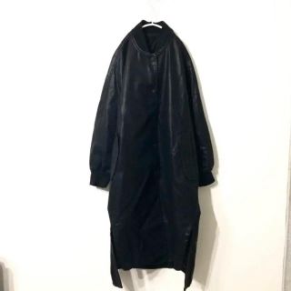 コムデギャルソン(COMME des GARCONS)のビッグシルエット フェイクレザーコート チャイナ ノーカラー ブルゾン ブラック(ロングコート)