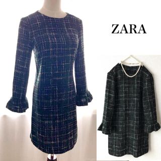 ザラ(ZARA)のZARA チェック ツイード ワンピース(ミニワンピース)