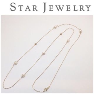 スタージュエリー(STAR JEWELRY)のK10 スタージュエリー パール ホワイトトパーズ ステーションロングネックレス(ネックレス)