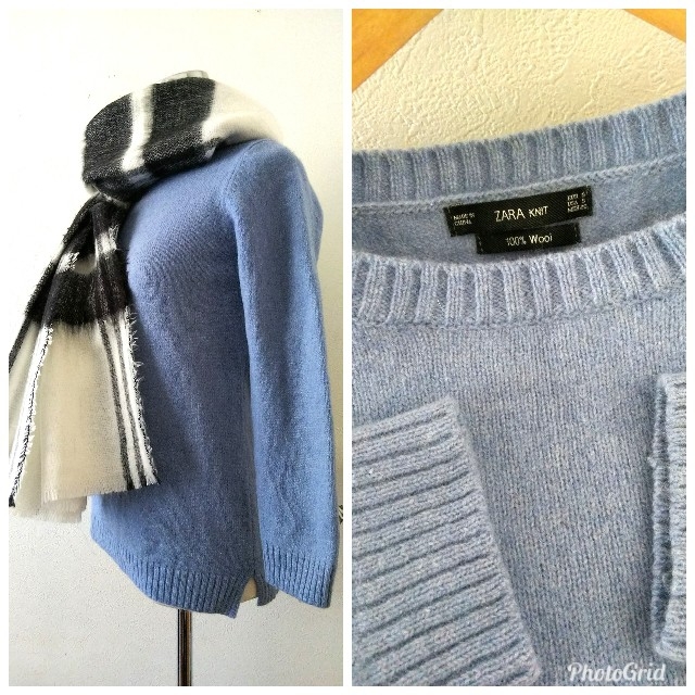 ZARA(ザラ)のほぼ未使用ザラZARA羊毛ウール100着回し綺麗色ニット セーターブルーVERY レディースのトップス(ニット/セーター)の商品写真