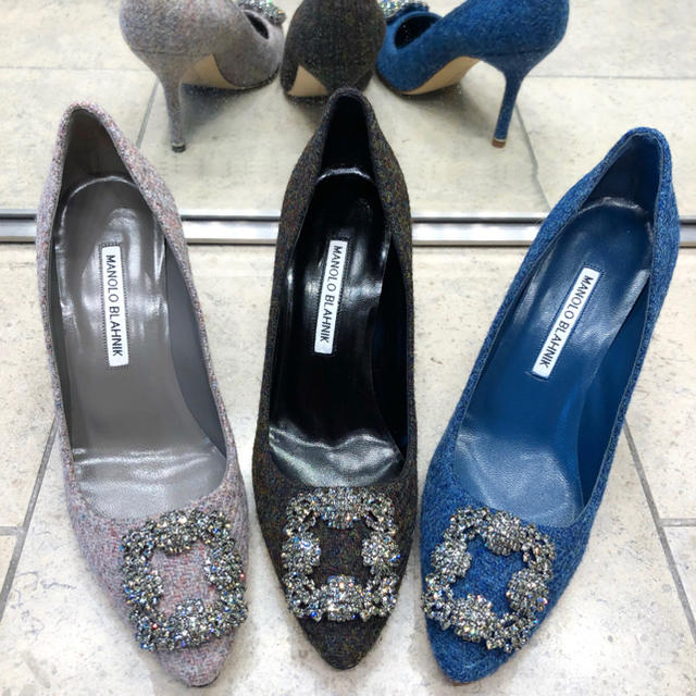 manolo blahnik マノロブラニク ハンギシ ツイード パンプス