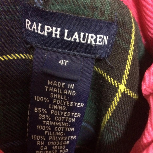 POLO RALPH LAUREN(ポロラルフローレン)の女の子110程度本物ラルフローレンのピンクの中綿入りジャケットコート キッズ/ベビー/マタニティのキッズ服女の子用(90cm~)(ジャケット/上着)の商品写真