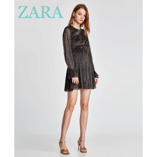 ザラ(ZARA)のsale!新品タグ付☆ZARAザラ☆シャイニースター柄ドレス(ミニワンピース)