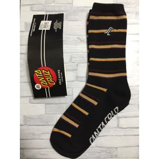 ステューシー(STUSSY)のSanta Cruz ボーダーソックス ブラックxバーガンディ/ベージュ(ソックス)