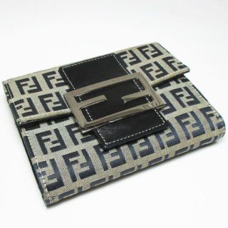 フェンディ(FENDI)のフェンディ ズッカ 二つ折り財布 ウォレット キャンパス×レザー(財布)