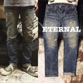 エターナルジーンズ(ETERNAL)の美品《★ ETERNAL ★》リペアヴィンテージ加工デニム (デニム/ジーンズ)