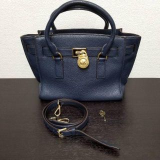 マイケルコース(Michael Kors)のマイケルコース　ハンドバッグ　2way　レザー　ネイビー(ハンドバッグ)