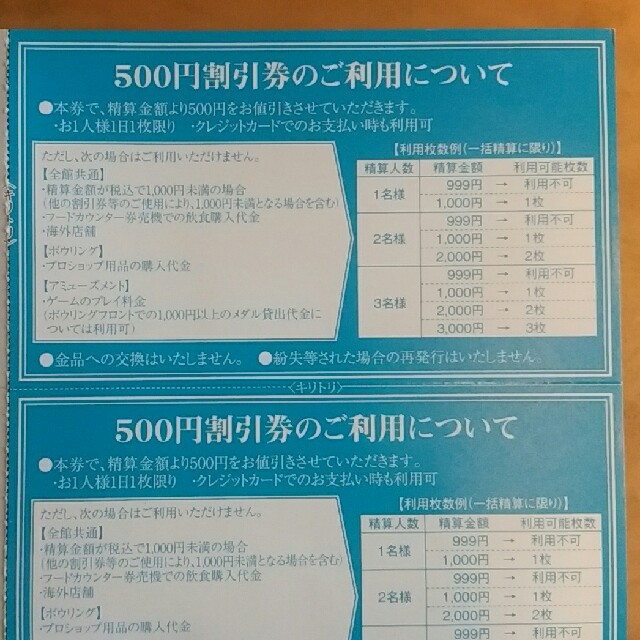 ラウンドワン　株主優待券　割引券 チケットの施設利用券(ボウリング場)の商品写真