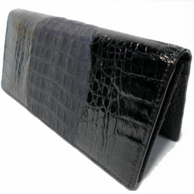 クロコダイル　エナメル艶　　長財布　ブラック　頭部 メンズのファッション小物(長財布)の商品写真