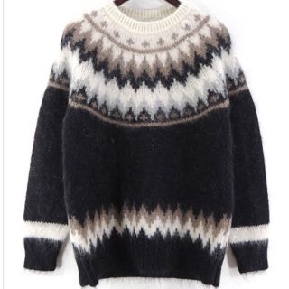 ユナイテッドアローズ(UNITED ARROWS)のBATONER/バトナー MOHAIR NORDIC CREWNECK 黒茶(ニット/セーター)