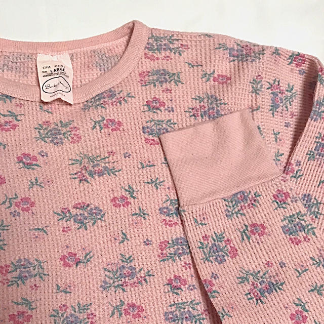 ピンク×お花 サーマル レディースのトップス(カットソー(長袖/七分))の商品写真