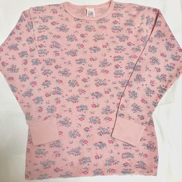 ピンク×お花 サーマル レディースのトップス(カットソー(長袖/七分))の商品写真