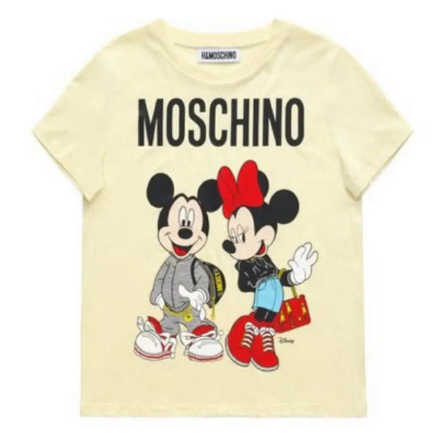 MOSCHINO(モスキーノ)のH＆M × MOSCHINO ライトイエロー ミッキー ミニー プリントＴシャツ レディースのトップス(Tシャツ(半袖/袖なし))の商品写真