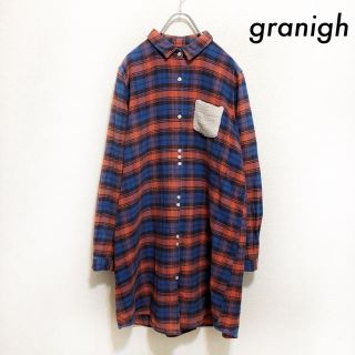 グラニフ(Design Tshirts Store graniph)のgranigh グラニフ★チェック柄 ネル素材 長袖シャツワンピース(ひざ丈ワンピース)