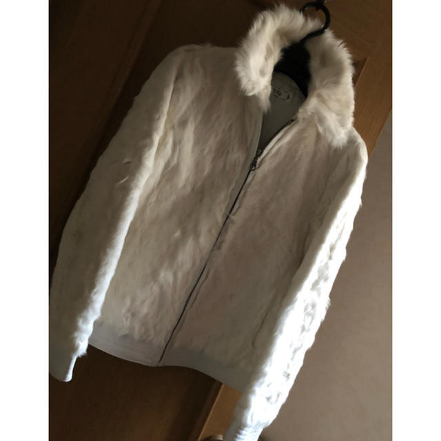 チキヤン ラム ファー 毛皮 ✖️ 革 ホワイト❣️ブルゾン