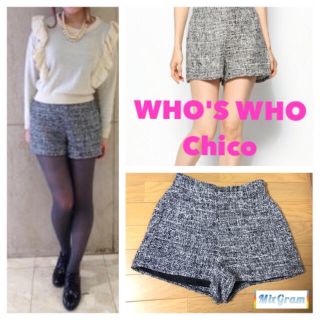 フーズフーチコ(who's who Chico)の【フーズフーチコ】ツイードハイウエストショートパンツ ショーパン パンツ(ショートパンツ)