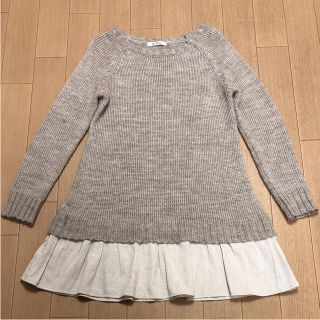 メルローズ(MELROSE)のメルローズの裾にフリル付きニットワンピース！ゆっぴーひっぴー様専用！(ひざ丈ワンピース)