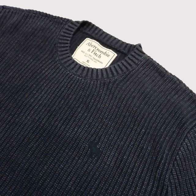 Abercrombie&Fitch(アバクロンビーアンドフィッチ)の★新品★アバクロンビー&フィッチ★ウォッシュ加工丸首セーター (Navy/XL) メンズのトップス(ニット/セーター)の商品写真