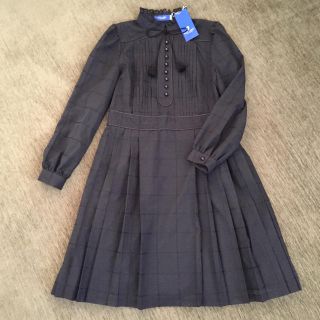 バーバリーブルーレーベル(BURBERRY BLUE LABEL)のブルーレーベルクレストブリッジ シースルーチェックワンピース 36 新品未使用(ひざ丈ワンピース)