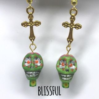 ★✯クロス✕カラベラターコイズ ピアス ③✯★(ピアス)