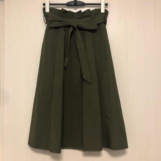 ザラ(ZARA)のウエストリボン ミモレスカート(ひざ丈スカート)