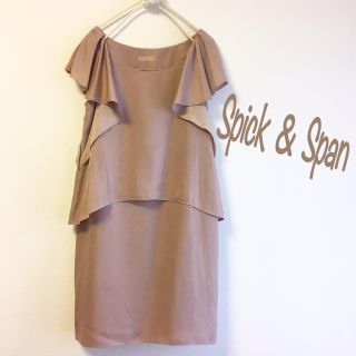 スピックアンドスパン(Spick & Span)の ♡美品♡Spick&Span♡ワンピース♡ピンクベージュ♡結婚式♡二次会♡(ひざ丈ワンピース)