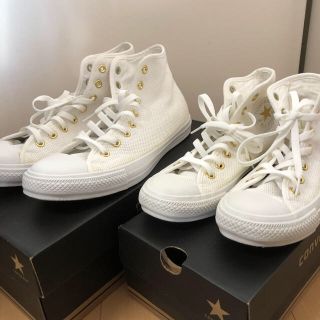 コンバース(CONVERSE)の【値下げ】美品  コンバース  オールスター 白 金  ホワイト ゴールド(スニーカー)