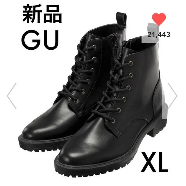 新品 GU レースアップブーツ ブーツ ブラック XL 人気 完売