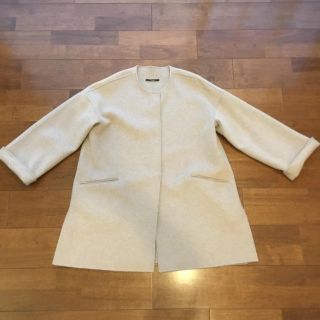 ザラ(ZARA)のZara ベージュ ノーカラーコート(ロングコート)