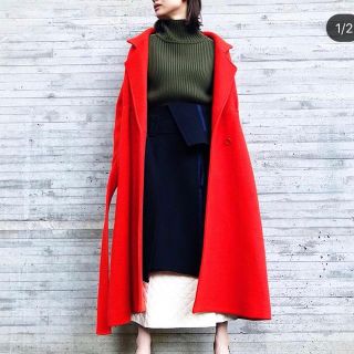 LECIELBLUEカラービックコートロングオーバーコートレッド赤ルシェル