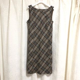 バーバリーブルーレーベル(BURBERRY BLUE LABEL)の美品【BURBERRY BLUE LABEL】ノースリーブ チェック柄 ワンピ(ひざ丈ワンピース)