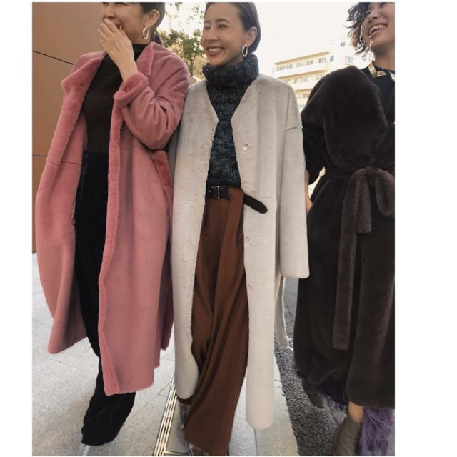 ameri新品タグ付 2WAY LONGCOAT グレージュ11月中！レディース