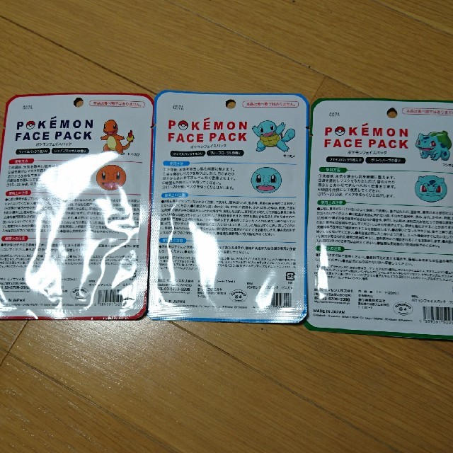 ポケモン フェイスパック 3枚セット コスメ/美容のスキンケア/基礎化粧品(パック/フェイスマスク)の商品写真