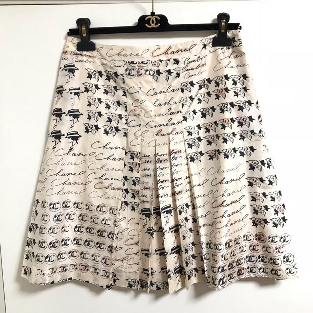 超美品♦️CHANEL マドモアゼルプリント プリーツスカート シルク シャネル