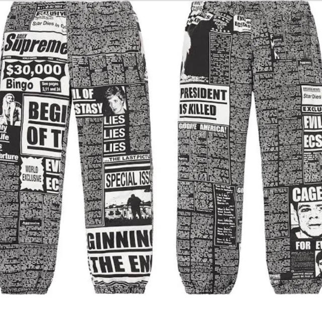 Supreme Newsprint Skate Pant black 新聞 シュ