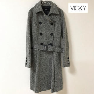 ビッキー(VICKY)の【VICKY】ビッキー コート ロングコート ツイード ベルト付き Ｓ(ロングコート)