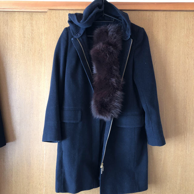ASTORIA ODIER(アストリアオディール)の4wayコート ノーカラー フォックスファー レディースのジャケット/アウター(ロングコート)の商品写真