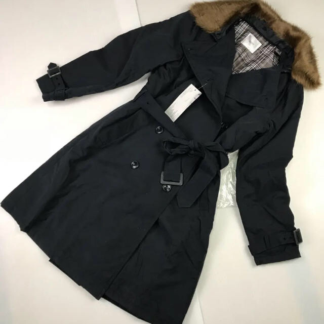 新品 未使用 フェリシモ イディット トレンチコート ネイビー L 送料