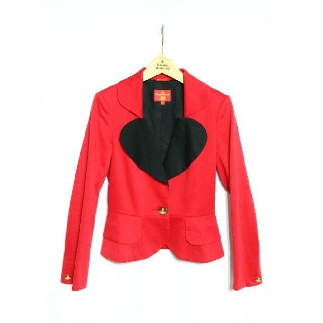 Vivienne Westwood(ヴィヴィアンウエストウッド)のVivienne Westwood/赤×黒 ラブジャケット レディースのジャケット/アウター(テーラードジャケット)の商品写真
