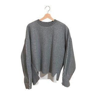 アメリヴィンテージ(Ameri VINTAGE)のAMERIVINTAGE SEAM SLEEVE WOOL TOP　グレー(トレーナー/スウェット)