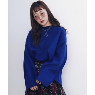 アメリヴィンテージ(Ameri VINTAGE)のAMERIVINTAGE SEAM SLEEVE WOOL TOP ブルー(トレーナー/スウェット)