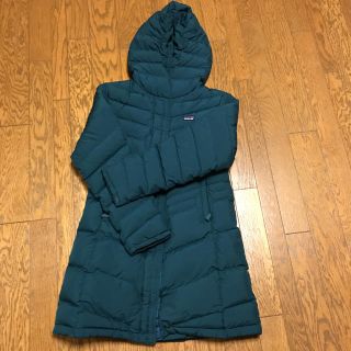 パタゴニア(patagonia)のパタゴニア  ガールズ 14歳 XL ロングダウン グリーン(ダウンコート)