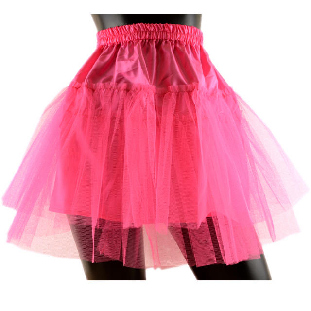 パニエ サテン裏地付き ハード チュール スカート 蛍光ピンク レディースのスカート(ミニスカート)の商品写真