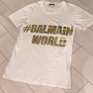 バルマン(BALMAIN)のバルマン BALMAIN ゴールド ロゴ Tシャツ サイズ44 USED(Tシャツ/カットソー(半袖/袖なし))