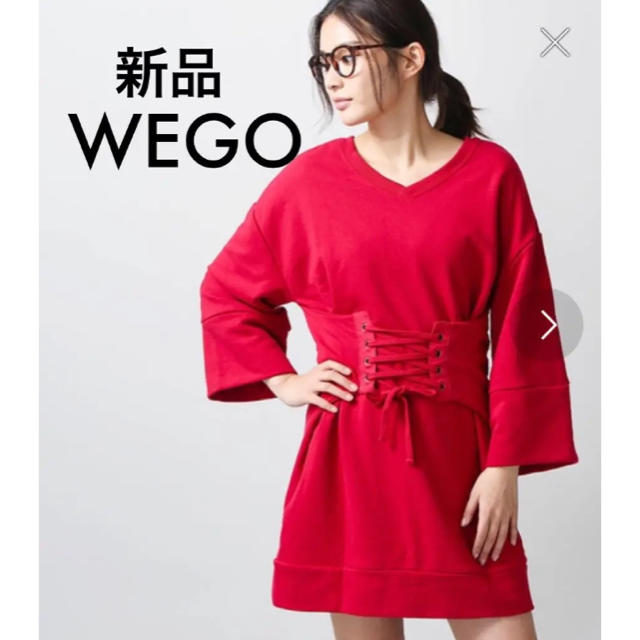 WEGO(ウィゴー)の新品 WEGO コルセット ワンピース スウェット トップス レッド 赤 レディースのトップス(トレーナー/スウェット)の商品写真