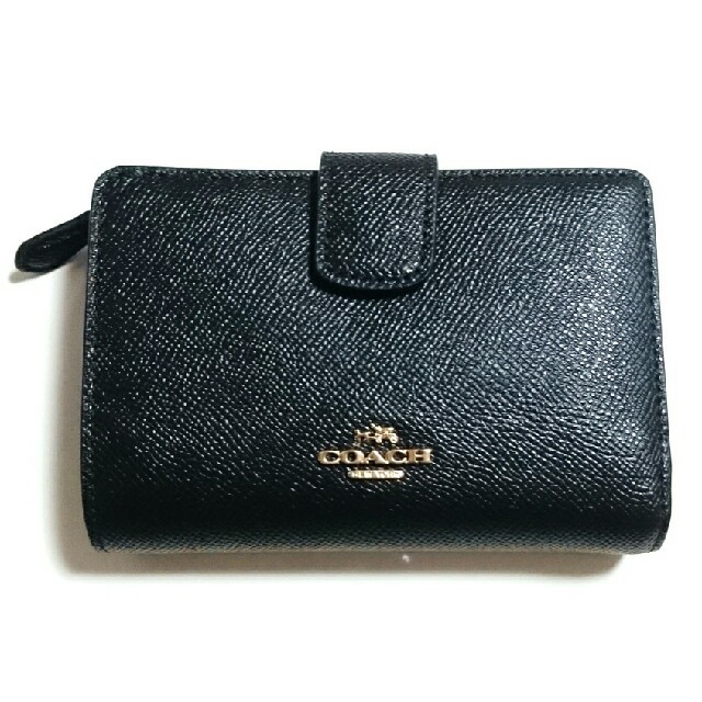 COACH(コーチ)の本物正規品 アウトレット COACH コーチ 二つ折り財布 無地 黒 ブラック メンズのファッション小物(折り財布)の商品写真