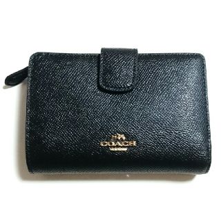 コーチ(COACH)の本物正規品 アウトレット COACH コーチ 二つ折り財布 無地 黒 ブラック(折り財布)