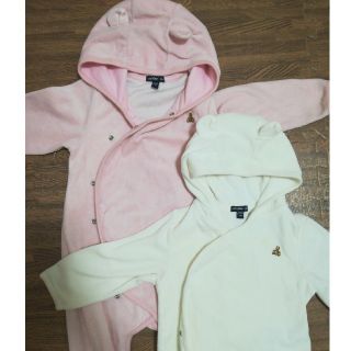 ベビーギャップ(babyGAP)のギャップ カバーオール ロンパース ベビーギャップ 双子 くま ピンク ホワイト(カバーオール)