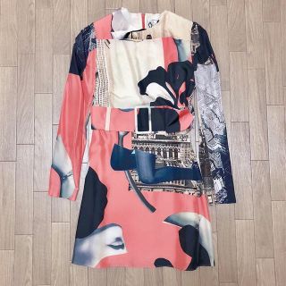 カルヴェン(CARVEN)のCarven Dada-print Habotai-silk dress(ミニワンピース)